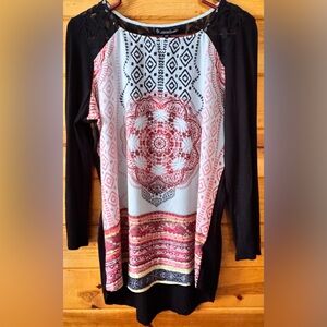 Signature Studio Black and Pink Patterned Tunic